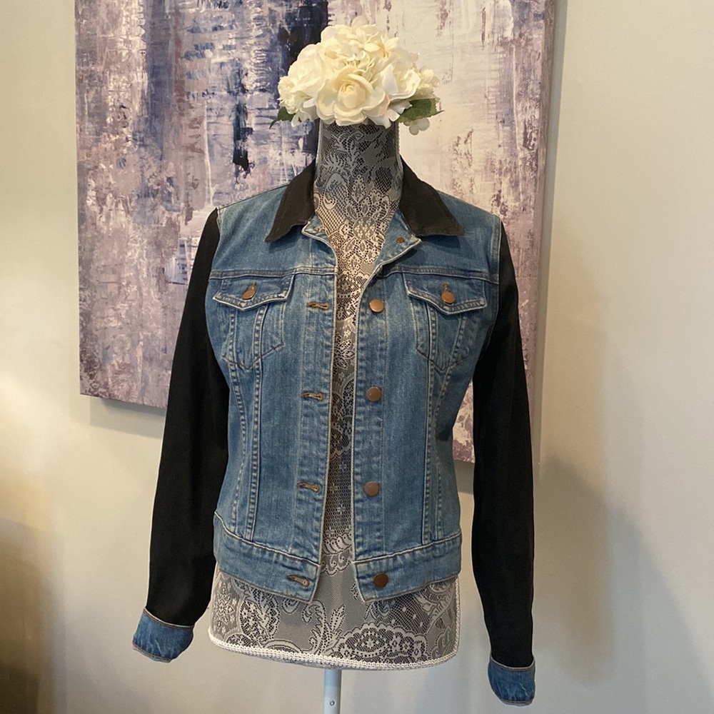 J BRAND denim and black jacket -Bowie coat -small NWOT